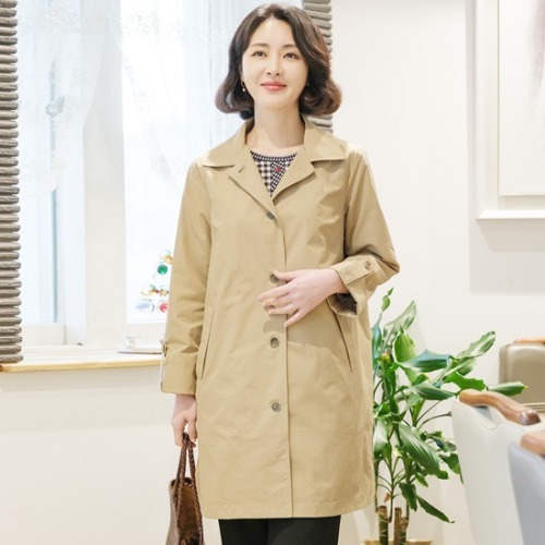 엄마옷 조이마담 J3323 카라 배색 트렌치코트 중년여성의류 - 상품 이미지