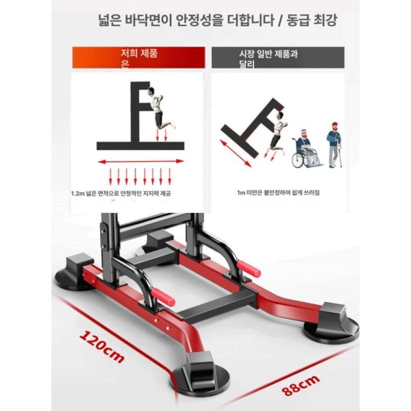 최강 가정용 풀업바 철봉 턱걸이 문틀 치닝디핑 실내 풀업 틈 130cm 4다리 7cm 프레임 16기능 130cm 4다리 7cm 프레임 16기능 - 상세 이미지 3