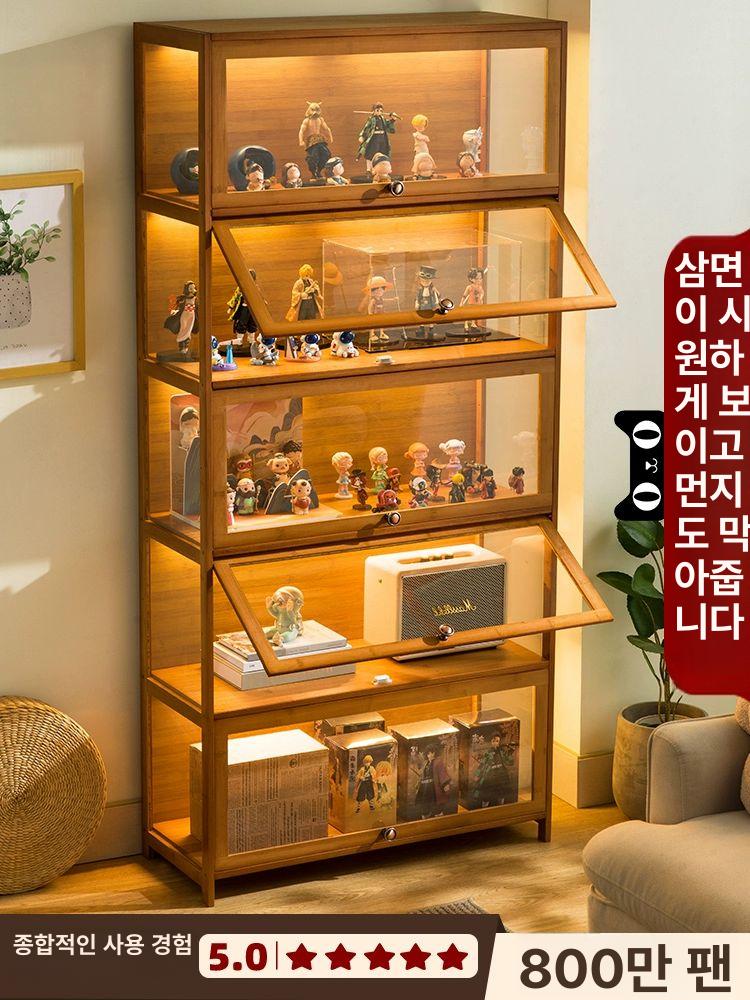 주류 진열장 양주 엔틱 위스키 피규어 거실 와인 수납장 티 3단 80 플립 도어 디자인 - 상세 이미지 3
