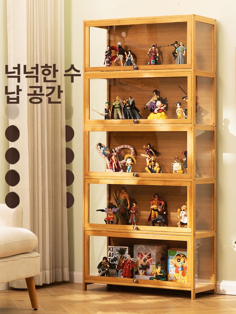 주류 진열장 양주 엔틱 위스키 피규어 거실 와인 수납장 티 3단 80 플립 도어 디자인 - 상세 이미지 4