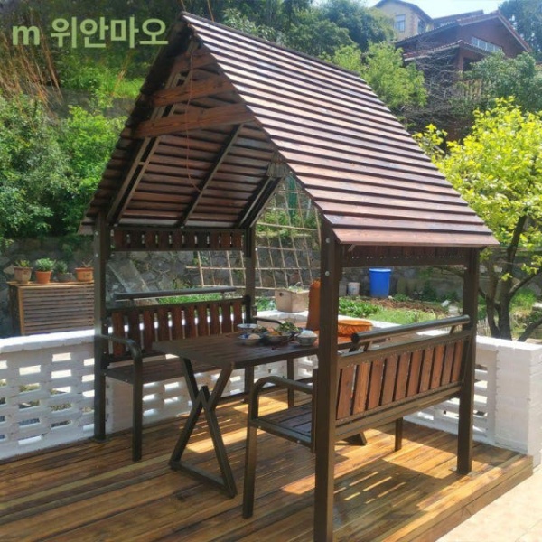 프리미엄 야외 쉼터 테라스 목재 파빌리온 가제보 원두막 펜션 조명 없음 조명 없음 - 상세 이미지 3