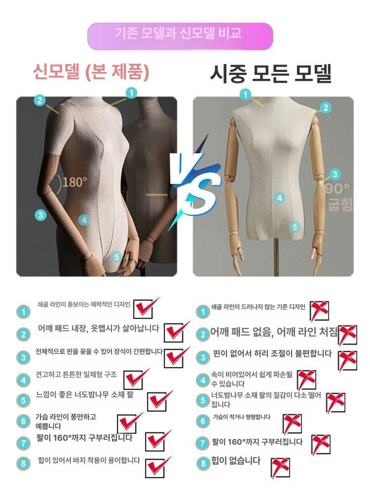 상반신 목걸이거치대 촬영용 전시용 마네킨 여성용 조립 화이트 반신 손 곡선 모서리 실버 사각 받침대 - 상세 이미지 5