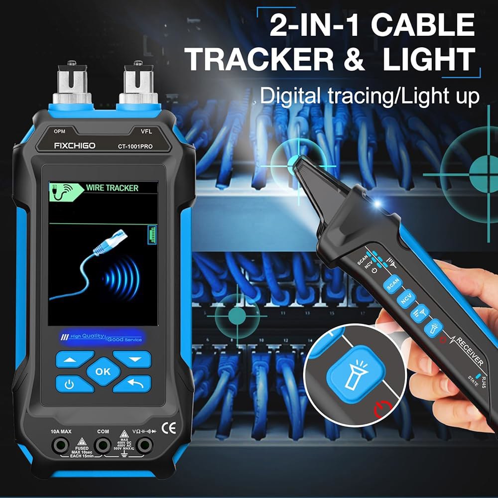 11 60000 디지털 멀티미터 7 파장 OPM 10km/10mW VFL 600M 측정 가능한 길이 100 기록 도구 키트 CAT5 CAT6 전화 이더넷 RJ11 RJ45 PoE - 상세 이미지 3