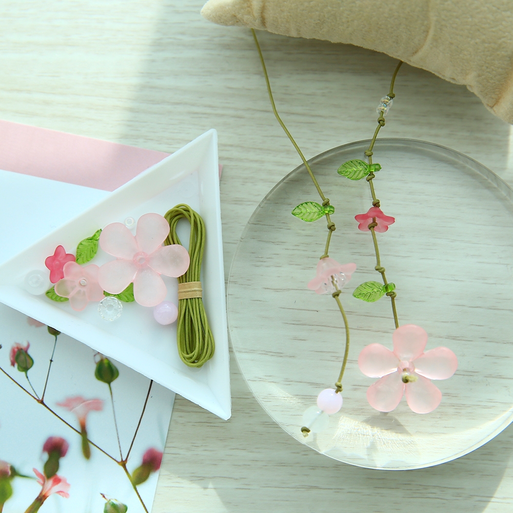 동백꽃 물망초 꽃 끈 책갈피 비즈 끈갈피 만들기 DIY 키트 네잎클로버 한라봉 사랑초 - 상세 이미지 4