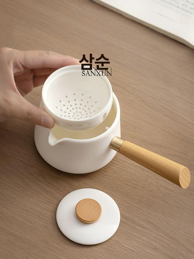 휴대용 찻잔 주전자 선물용 캠핑용 사무실 도자기 세트 자동 차 끓이기 젠스타일화이트 +찻잔 2개 201mL 이상 300mL 이하 - 상세 이미지 3