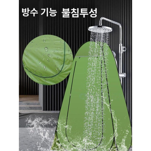 프리미엄 휴대용 샤워 간이 탈의실 1인용 블루 실버코팅 2창 원터치 샤워부스 경량 그늘막 블랙 분리형 변기 뚜껑 없음 - 상세 이미지 4