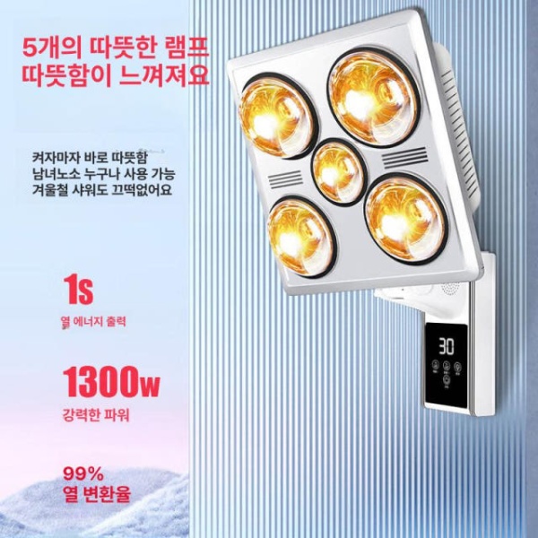 프리미엄 욕실 난방기 발난로 벽걸이형 화장실 난로 업소용 버튼 실버 플러그 버튼 실버 플러그 - 상세 이미지 4