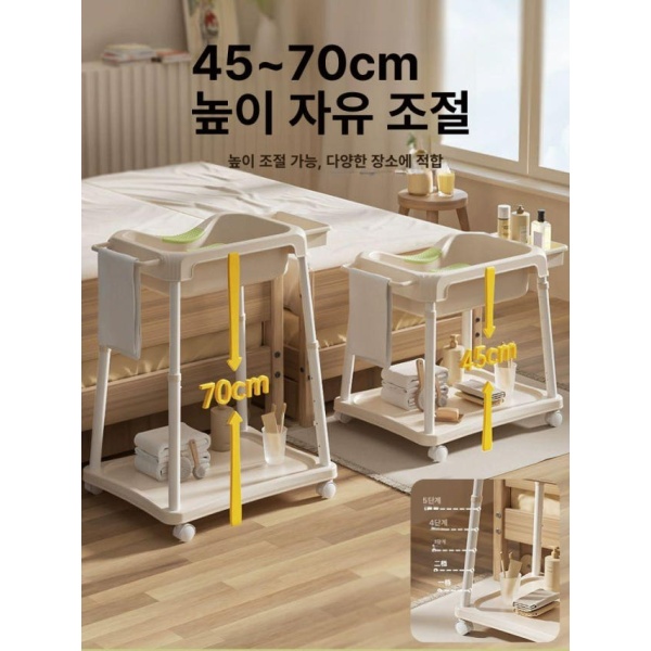 프리미엄 이동식 샴푸대 요양원용 어르신용 병원용 간이 세발기 수납슬롯 조절브래킷 포함 기본 크리스탈핑크 EVA 부드러운 팁 쿠 - 상세 이미지 2