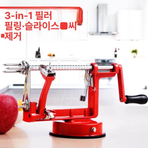 프리미엄 럭셔리레드 필링기 곶감 깎기 탈피기 기능 슬라이서 호박 업소용 +예비 칼날+분리기 럭셔리레드 - 상세 이미지 2