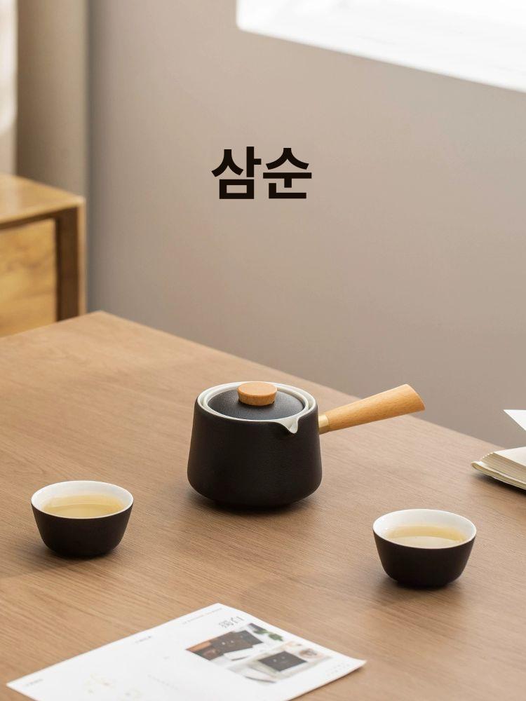 휴대용 찻잔 주전자 선물용 캠핑용 사무실 도자기 세트 자동 차 끓이기 젠스타일화이트 +찻잔 2개 201mL 이상 300mL 이하 - 상세 이미지 5