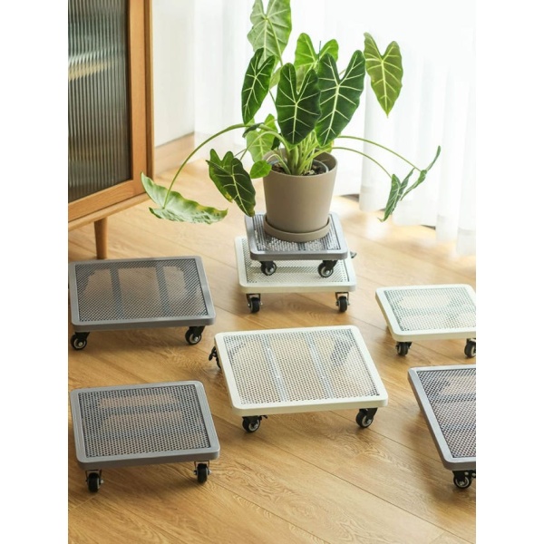 프리미엄 이동식 화분 받침대 원형 철제 홈가드닝 사각 바퀴 달린 웜화이트 25 x 25cm 웜화이트 25 x 25cm - 상품 이미지