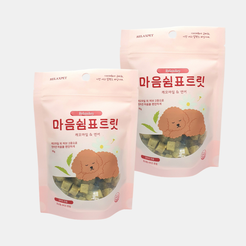 릴렉스펫 강아지 노즈워크 간식 훈련용 알러지 강아지 가수분해 간식 큐브 캐모마일/연어, 90g, 2개 - 상품 이미지