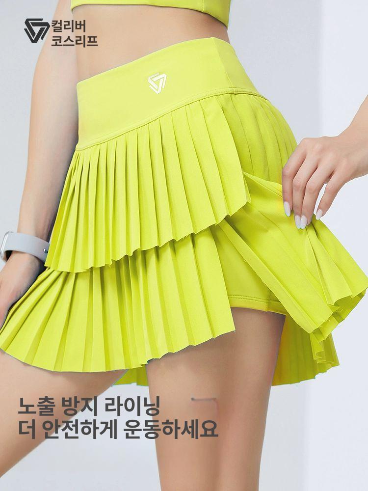 여성 테니스 스커트 플리츠 플레어 속바지 치마바지 여름용 - 상세 이미지 2