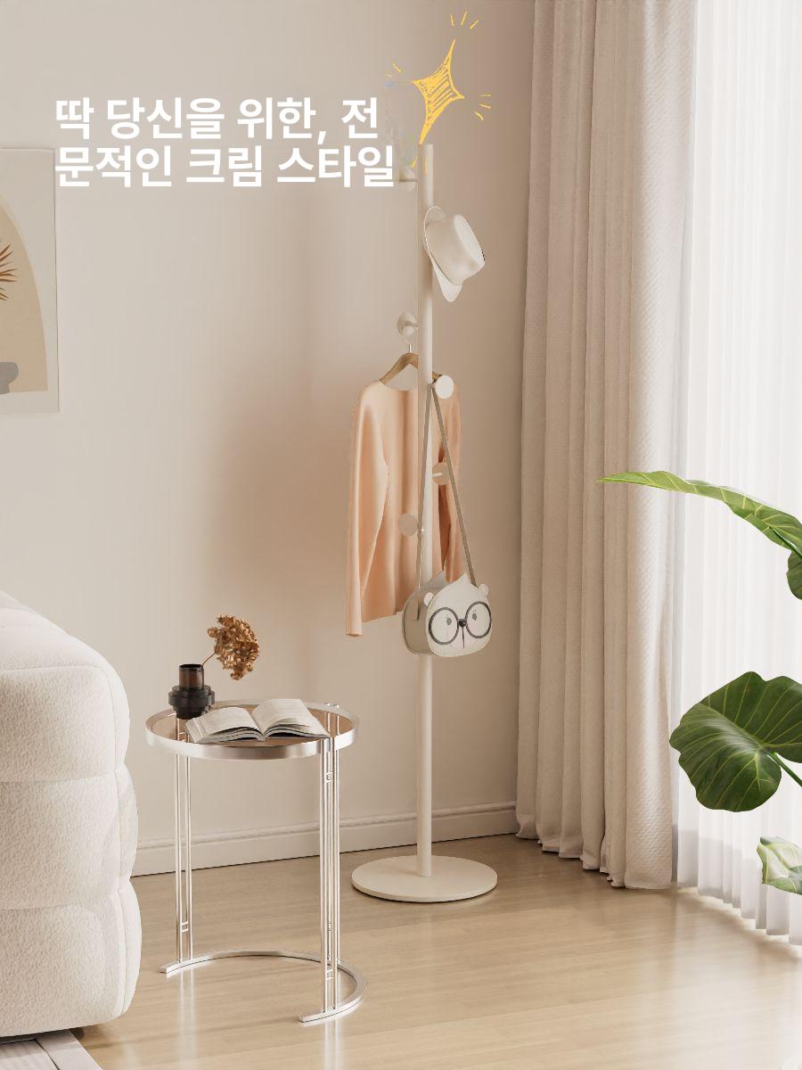 스탠드 옷걸이 틈새 이동식 철제 드레스룸 조립식 수납형 가지형 골드 프레임 스노우화이트 락 슬랩 - 상세 이미지 3