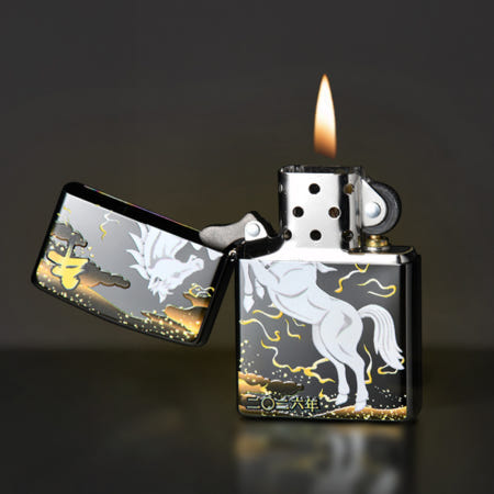 지포라이터 Zippo ZA-6-3 말의 해 블랙 133ml오일포함