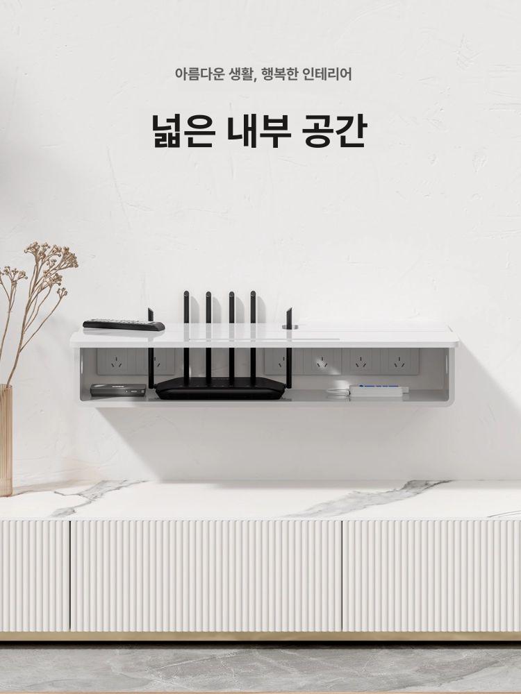 벽부착 정리함 가리개 셋톱박스 공유기 리모컨 전선 멀티탭 케이블 깔끔 숨김 수납함 50cm화이트 초슬림 - 상세 이미지 5