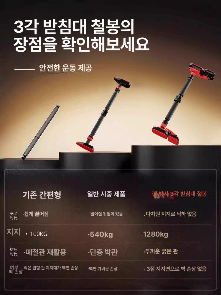 무타공 문틀 철봉 실내 가정용 턱걸이 풀업 바 어린이 성장기 전신 운동 기구 - 상세 이미지 4