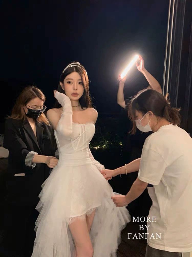 미니웨딩드레스 셀프 촬영 스냅 여행 행사 파티 이브닝 - 상세 이미지 2