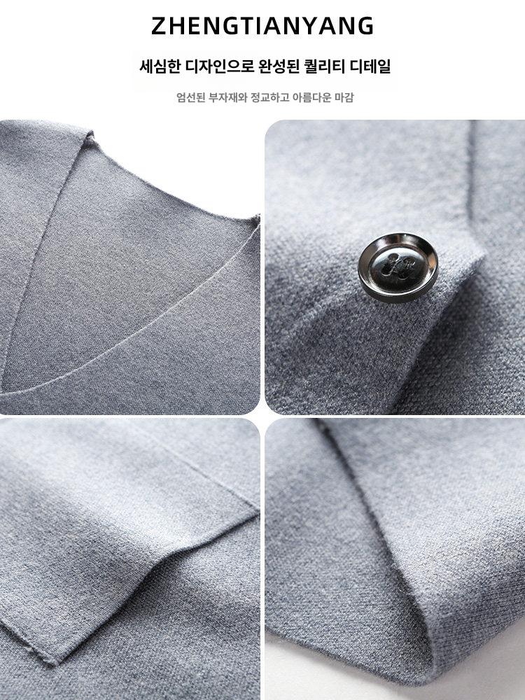 남자 정장 니트 조끼 단추 민소매 가디건 스웨터 두꺼운 따뜻한 베스트 - 상세 이미지 5