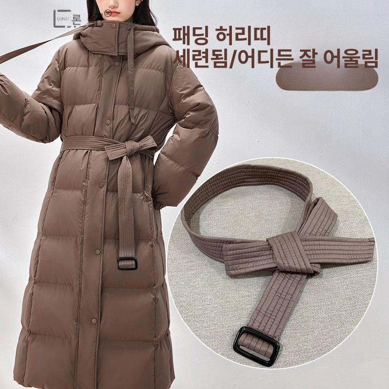 여성 와이드 누빔 패딩 벨트 퀼팅 롱패딩 다운 자켓 - 상세 이미지 2