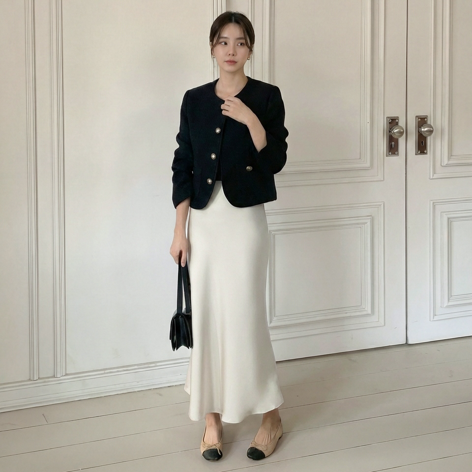 새틴스커트 새틴롱스커트 실크치마 상품 이미지