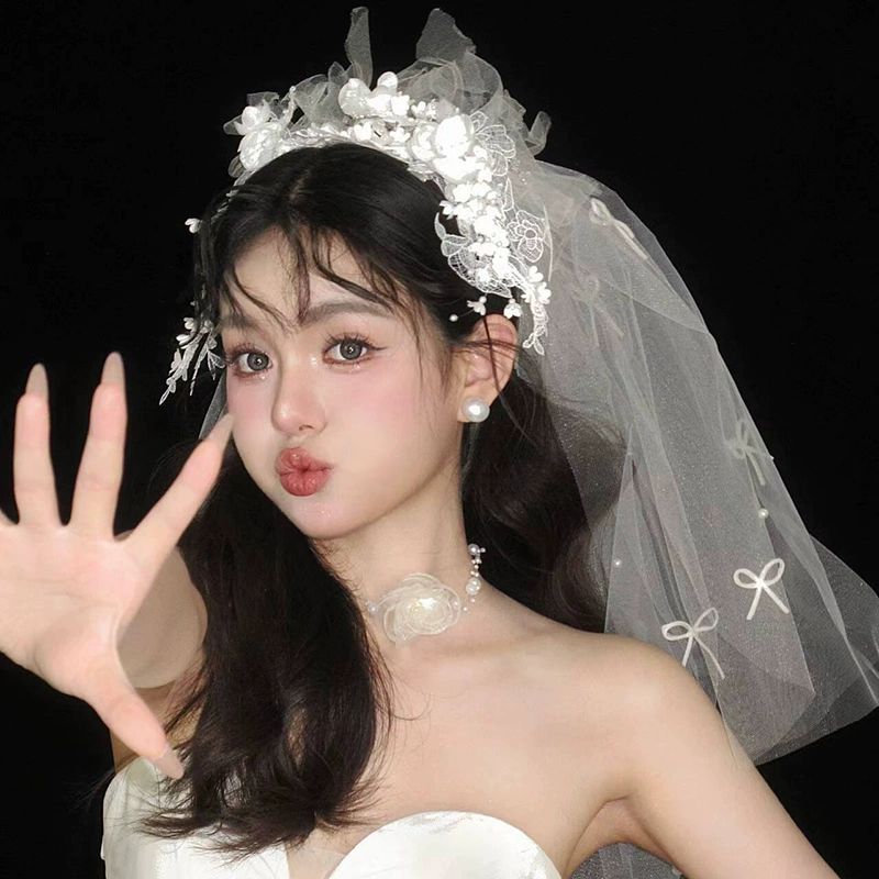 플라워 웨딩 베일 면사포 드레스 액세서리 촬영용 스냅 소품 - 상세 이미지 2