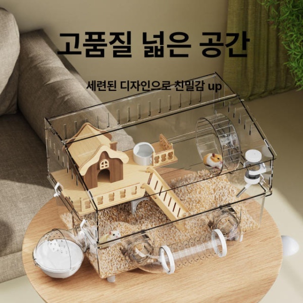 프리미엄 다람쥐 기니피그 소동물 철제 케이지 선반형 구조 놀이터 완전 투명 빌라 눈사우 완전 투명 빌라 빈 케이지 - 상세 이미지 3