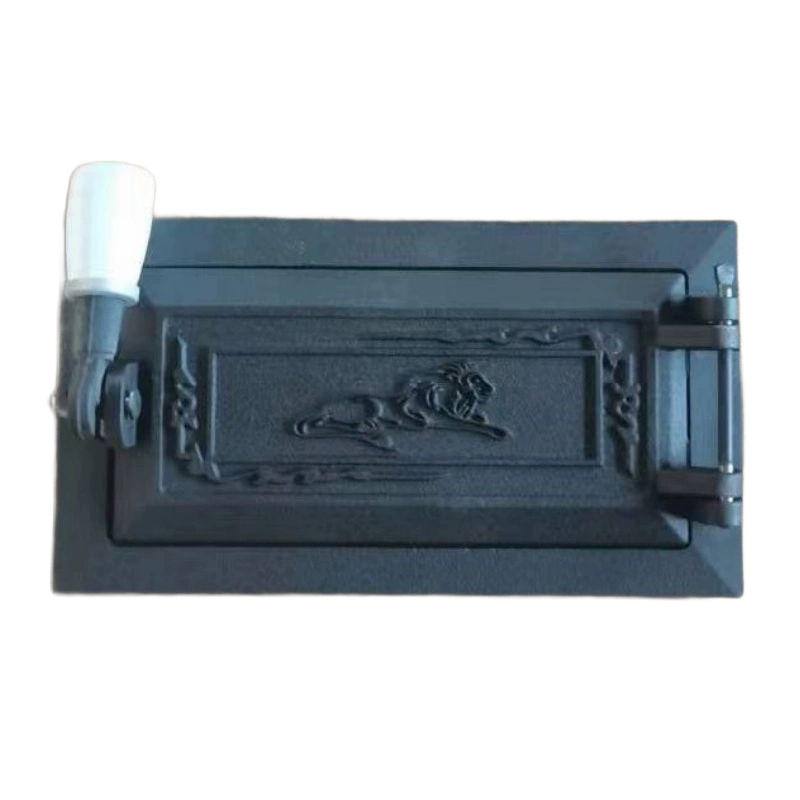 불가마 아궁이문 연통 대형 아궁이화구 화덕문 덮개 청소문 252x140mm 사자무늬 내열 - 상품 이미지