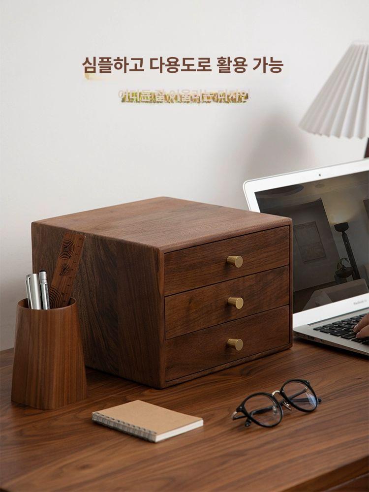 원목 미니 수납장 3단 보관함 카페 소품 서랍 정리함 3단 모델 - 상세 이미지 5