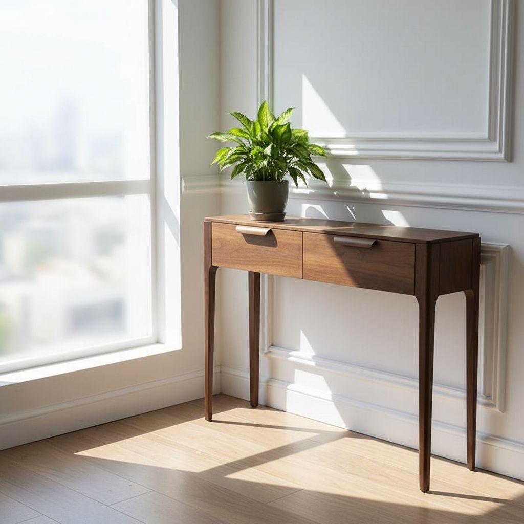 원목 콘솔테이블 수납 서랍장 카페 인테리어가구 빈티지 블랙월넛 우드 120 x 40x80 완전 조립 완료 - 상세 이미지 2