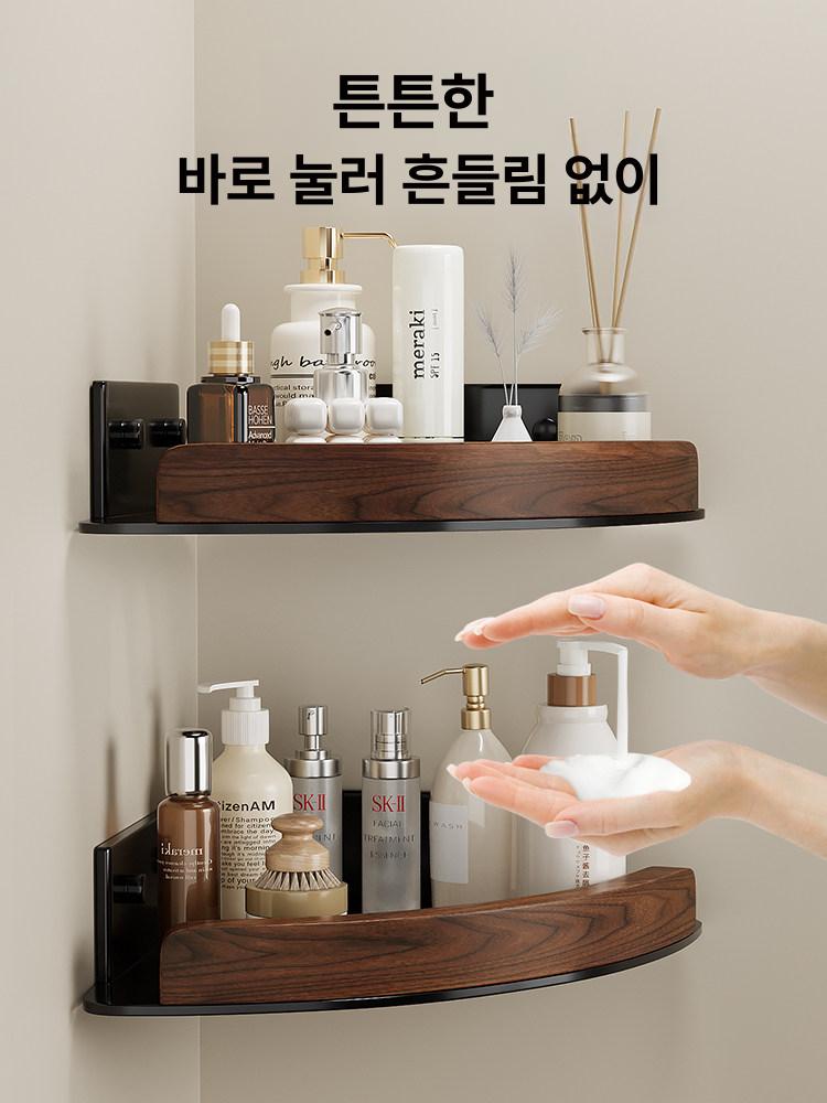 무타공 우드 욕실 선반 화장실 코너 모서리 미니 벽선반 - 상세 이미지 4