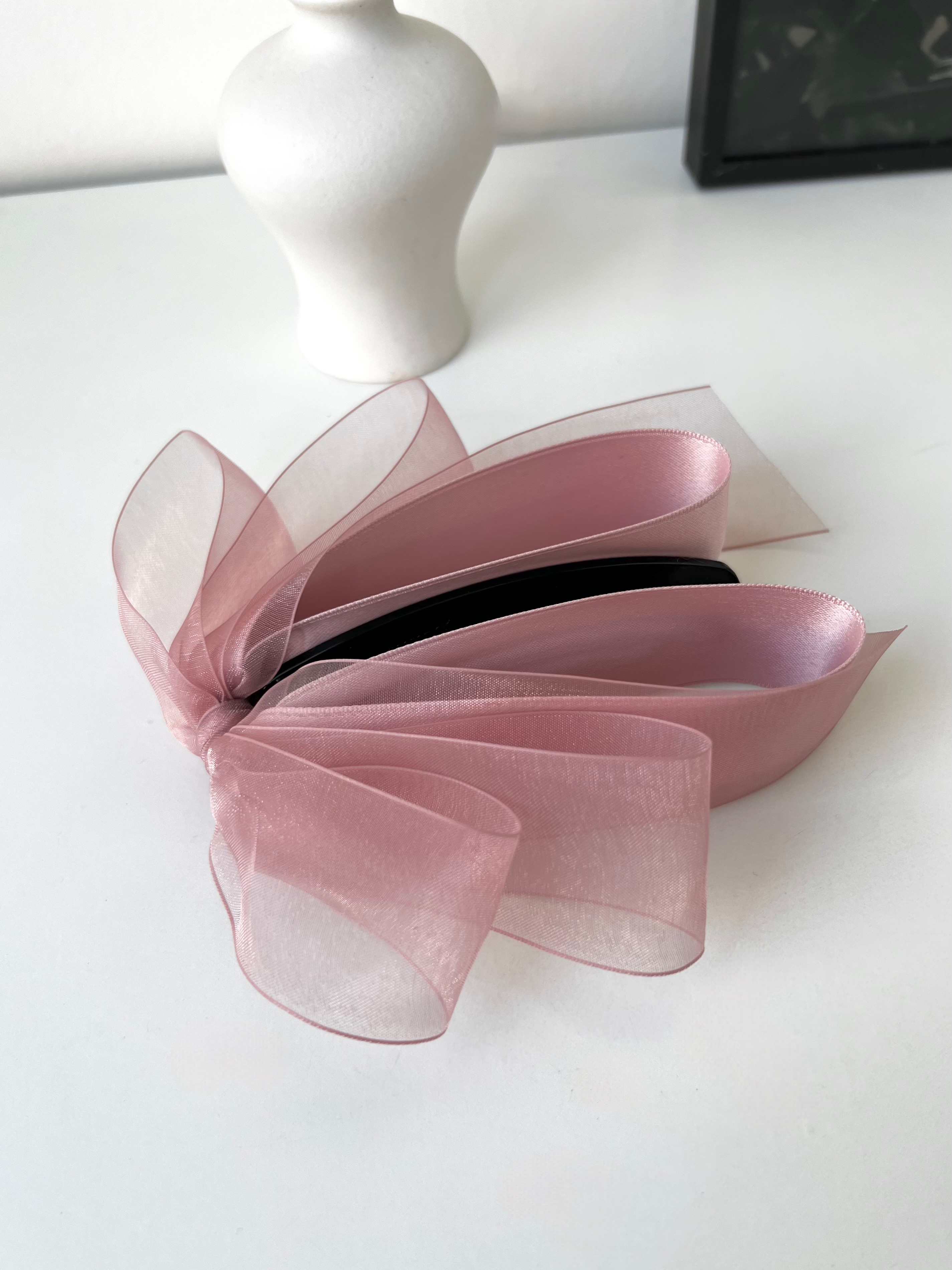 파인오간자 빅 리본바나나핀 올림머리집게 쉬폰 여름악세서리 8-12cm 이미지 6