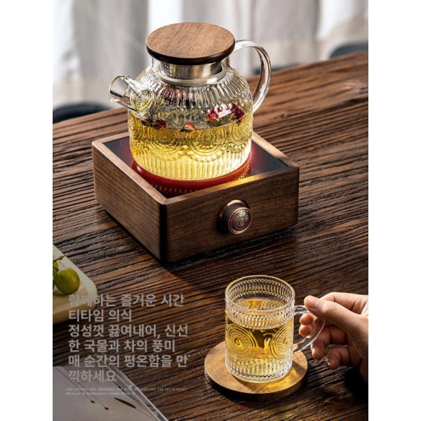 프리미엄 내열 유리병 카페용 주스 밀폐 식당용 저그 가정용 차 태양꽃 1000ml 호두나무 뚜껑 901ml-1l 태양꽃 차 1000ml 호두나무 뚜껑 901ml-1l - 상세 이미지 3