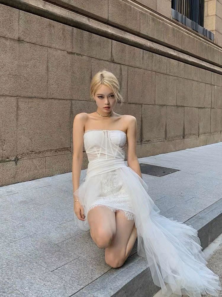미니웨딩드레스 셀프 촬영 스냅 여행 행사 파티 이브닝 - 상세 이미지 4