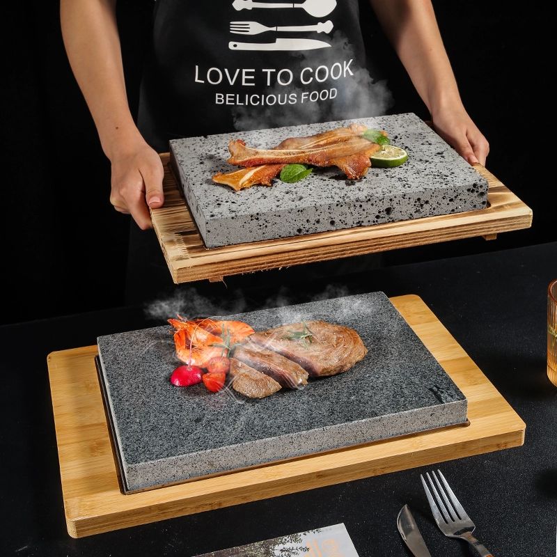 와규 1인용 불판 구이 석쇠 석판 바베큐 화산석 화로 30 20x3cm 미세 화산석 + 대나무 - 상세 이미지 4