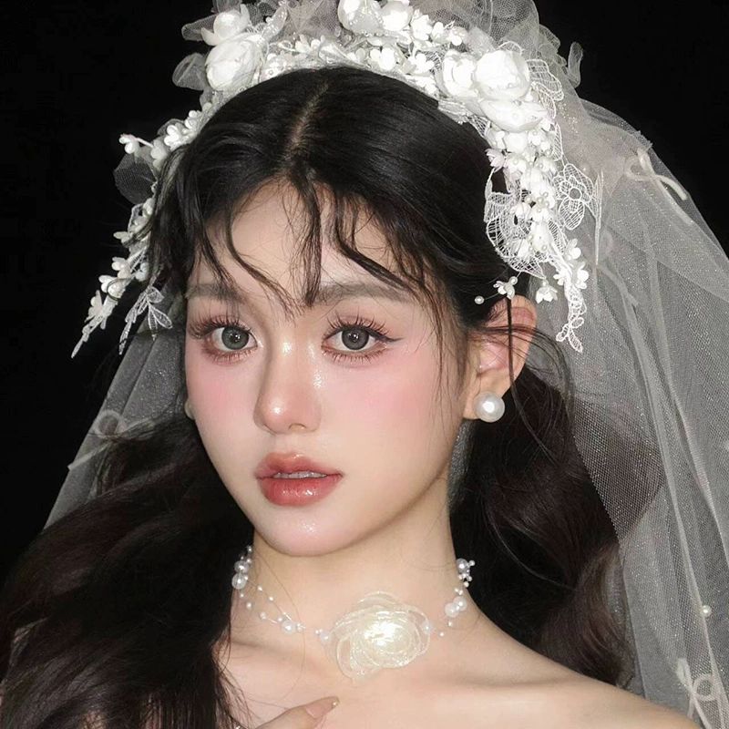 플라워 웨딩 베일 면사포 드레스 액세서리 촬영용 스냅 소품 - 상세 이미지 3