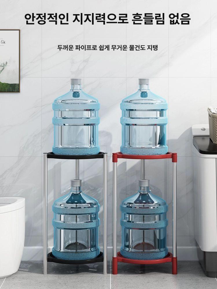세수대야받침대 욕실 간이 선반 이동식 화장실 세면대 차이나레드-3 칸 원형 [심플 스타일] - 상세 이미지 2