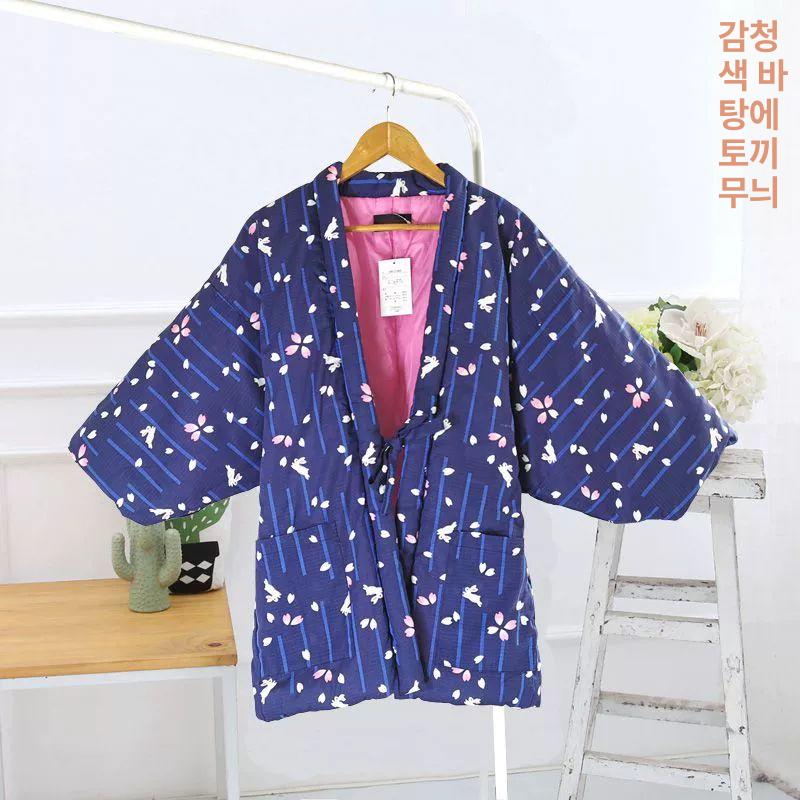 한텐 기모노 일본 잠옷 전통 유카타 가운 방한복 - 상세 이미지 4