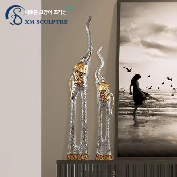 코끼리 장식품 풍수 인테리어 소품 블루 집들이 선물 개업 세트 코끼리 - 상세 이미지 2