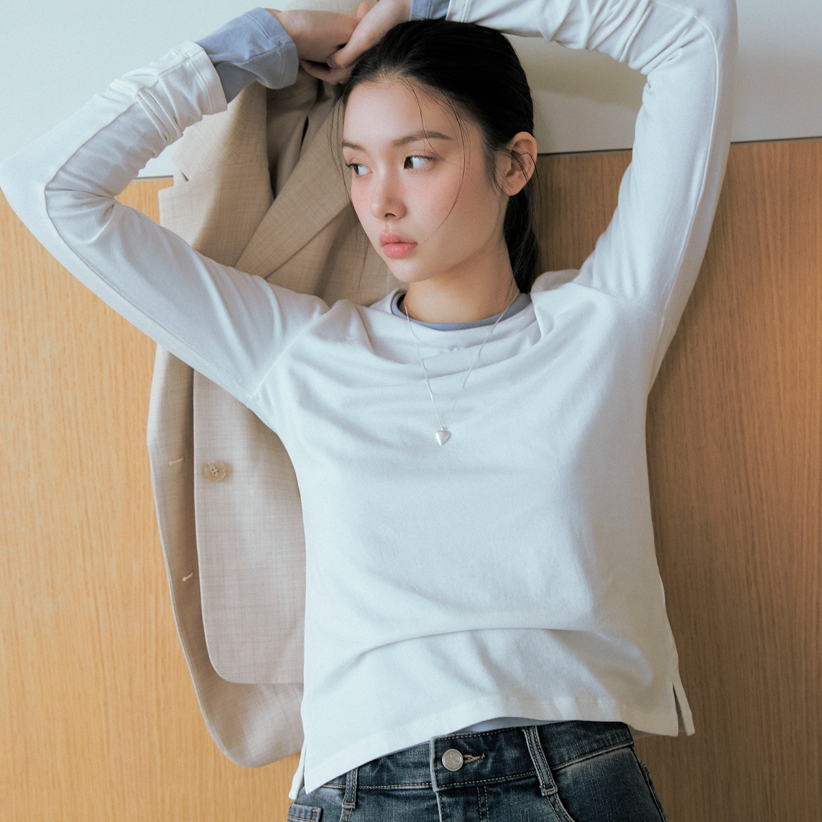 [N배송] 로엠 올데이 텐셀 라운드 티셔츠 RMLWG23R01 - 상세 이미지 3