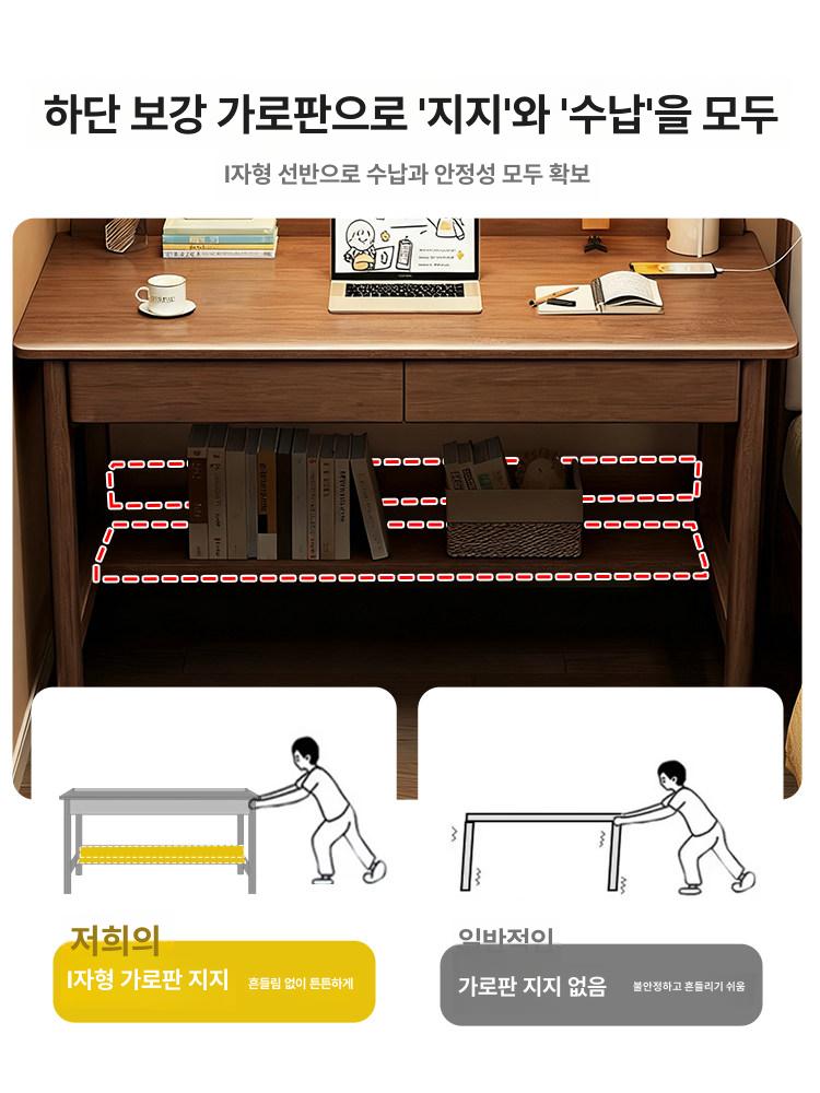 엔틱 원목 책상 서재 빈티지 노트북 테이블 독서용 우드 탁자 - 상세 이미지 4
