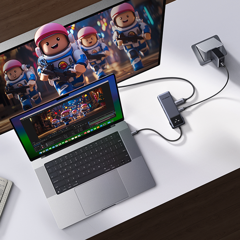유그린 UNO 클릭 6in1 C타입 4K 60Hz HDMI PD 3A 1C USB 멀티허브 독 미러링 On Off 기능 CM889-75177 - 상세 이미지 4