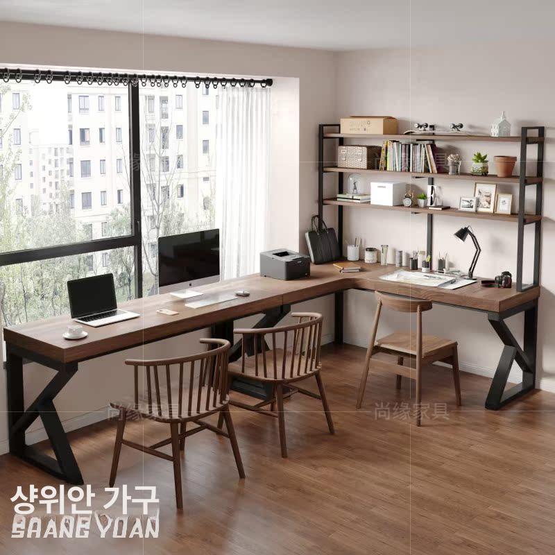 코너형 ㄱ자형 사무용 좌측 서재용 공간분리 모서리 L형 코너 책상 160 x 120cm+120 3단 선반 - 상세 이미지 5