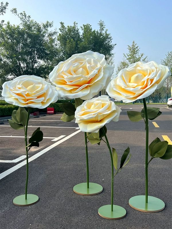 대형 장미 조화 인조 장미꽃 공원 조경 포토존 인테리어 조형물 - 상세 이미지 3