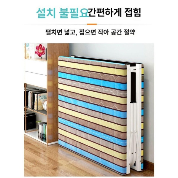 프리미엄 접이식 간이 이동식 온열 패드 포켓스프링 매트리스 병원 크림화이트 75cm 56cm 원형 튜브 모카그레이 - 상세 이미지 5