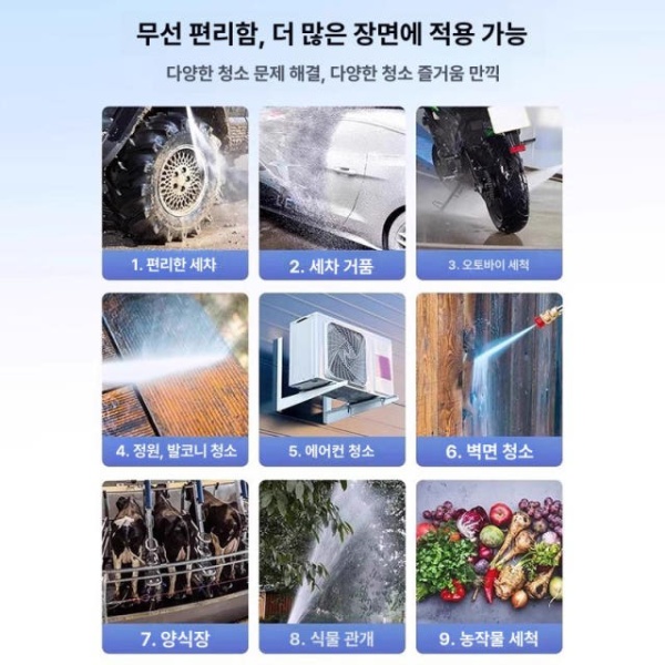 최강 무선 고압 세척기 풀세트 본체만 세차용 분사기 충전식 4터보 모터 표준 1배터리 5m호스 종이상자 4터보 모터 표준 1배터리 5m호스 종이 - 상세 이미지 4