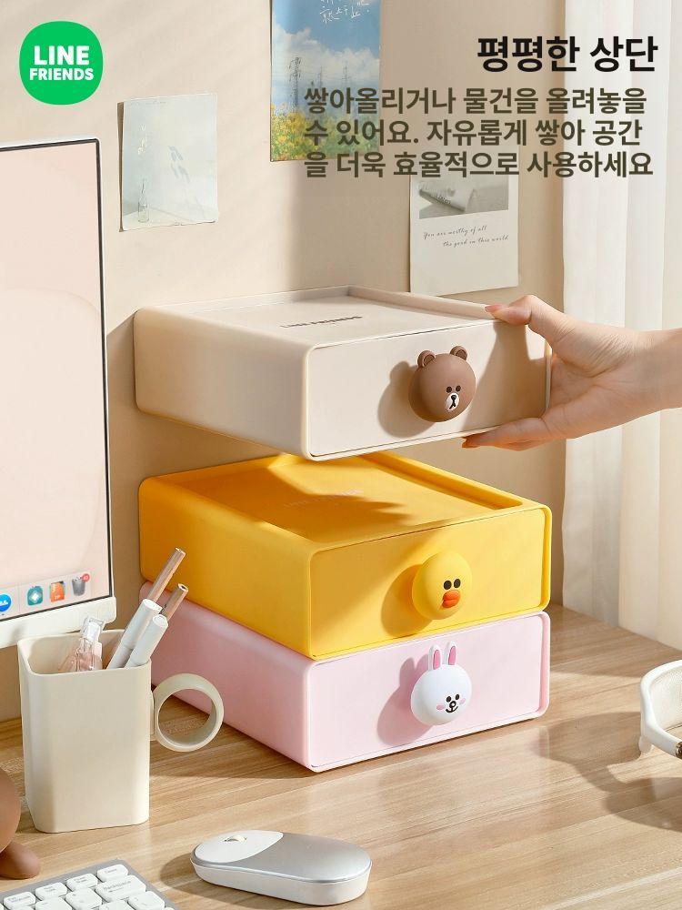 책상 서랍장 데스크 정리함 탁상용 약서랍 수납함 티백 2개 세트 브라운 + SALY - 상세 이미지 4