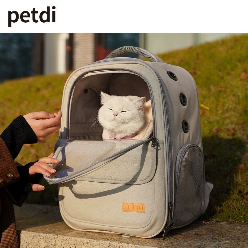 강아지 가방 백팩 고양이 이동장 케이지 메쉬 베이지 베이지 여름용 7.5kg 이하 - 상세 이미지 4