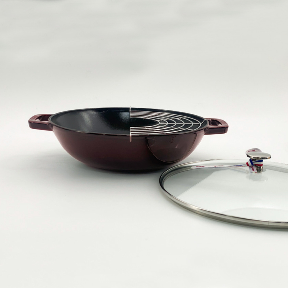스타우브 STAUB 스몰웍 30cm 튀김망 포함 석류레드 13192987-B 프랑스 B품 이미지 8