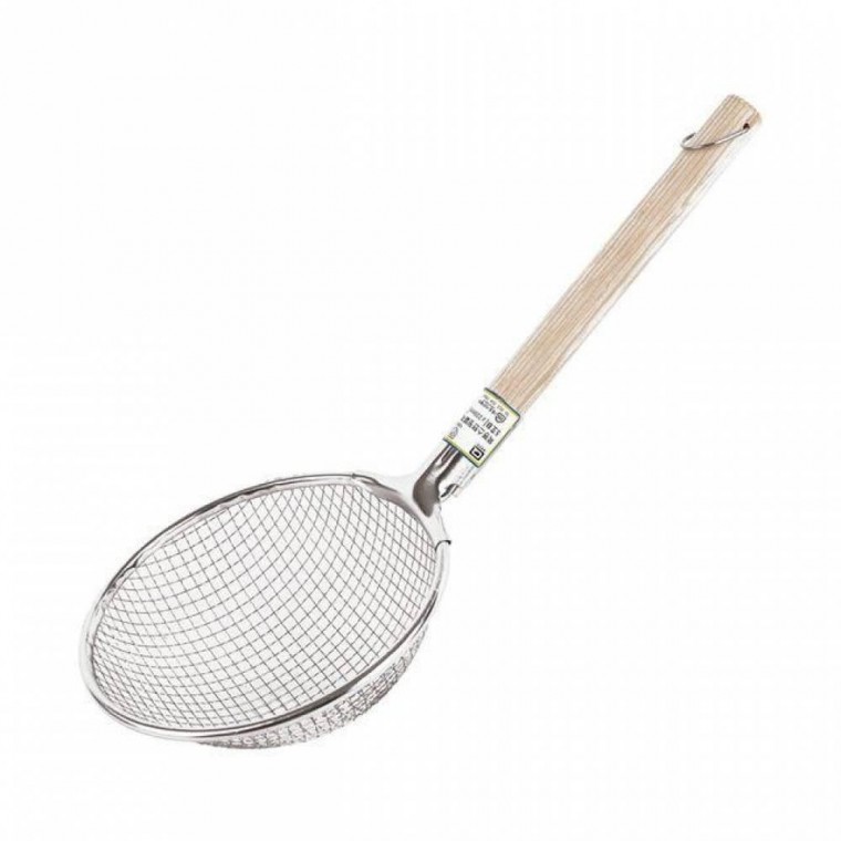 대형 튀김용 뜰채 스텐망 목봉 손잡이 업소용 생선 기름 조리